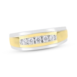 Now + Forever Men’s Diamond Angled Wedding Band 1/4 ct tw 10K Two-Tone Gold
