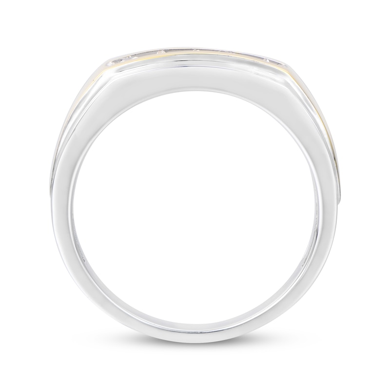 Main Image 3 of Now + Forever Men’s Diamond Angled Wedding Band 1/4 ct tw 10K Two-Tone Gold
