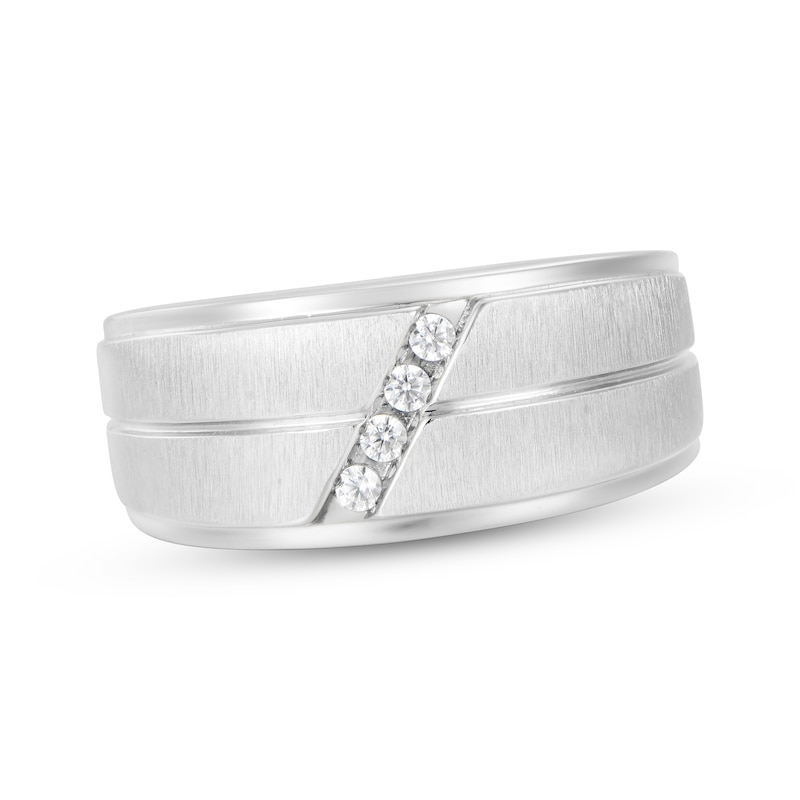 Main Image 1 of Now + Forever Men’s Diamond Wedding Band 1/10 ct tw 10K White Gold