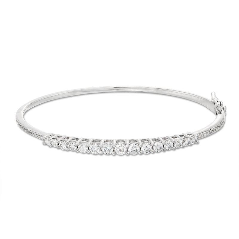 Lab-Created Diamonds by KAY Graduated Bangle Bracelet 2 ct tw 14K White Gold 7.25"