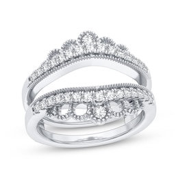 Now + Forever Diamond Vintage Style Enhancer Ring 3/8 ct tw Round-cut 14K White Gold