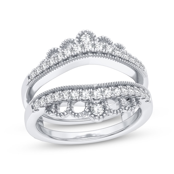 Now + Forever Diamond Vintage Style Enhancer Ring 3/8 ct tw Round-cut 14K White Gold