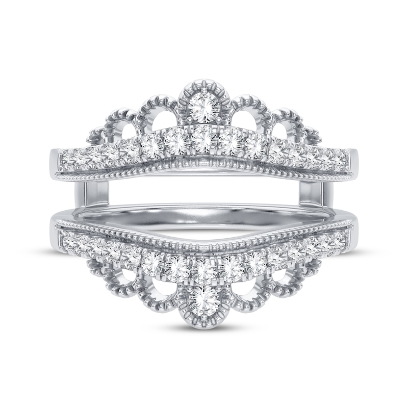 Diamond Vintage Style Enhancer Ring 3/8 ct tw Round-cut 14K White Gold