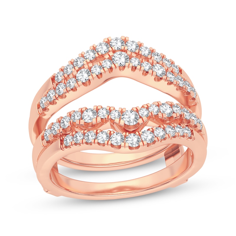 Diamond Double Row Enhancer Ring 5/8 ct tw Round-cut 14K Rose Gold