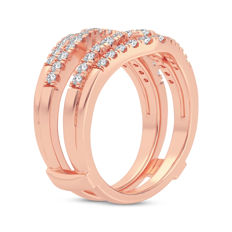 Diamond Double Row Enhancer Ring 5/8 ct tw Round-cut 14K Rose Gold