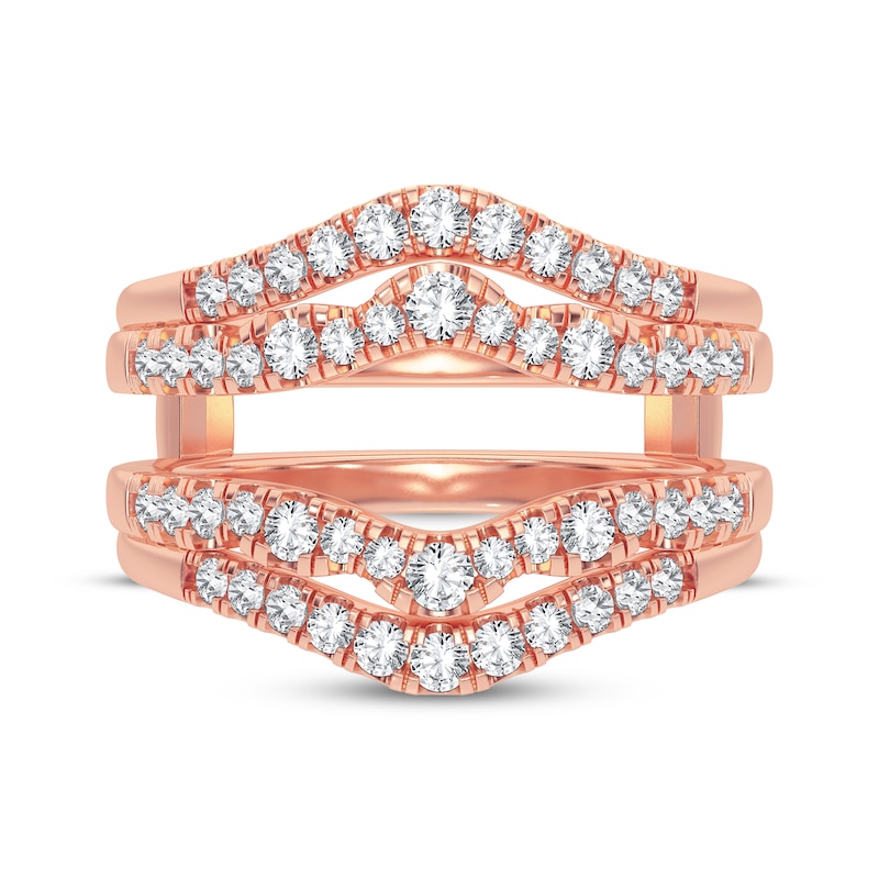 Diamond Double Row Enhancer Ring 5/8 ct tw Round-cut 14K Rose Gold