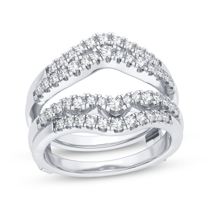 Diamond Double Row Enhancer Ring 5/8 ct tw Round-cut 14K White Gold