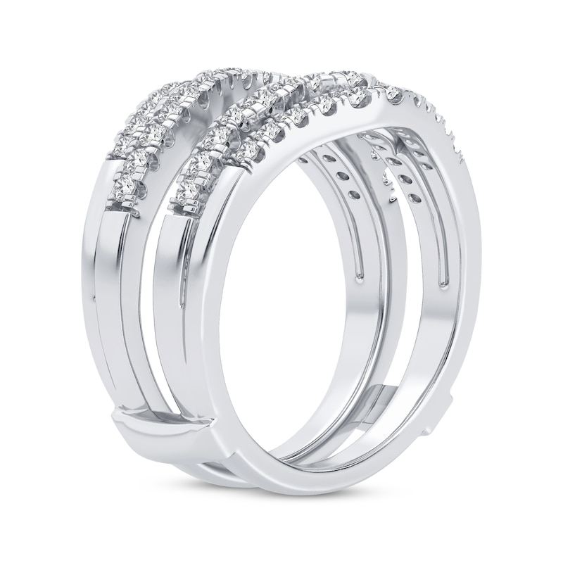 Diamond Double Row Enhancer Ring 5/8 ct tw Round-cut 14K White Gold