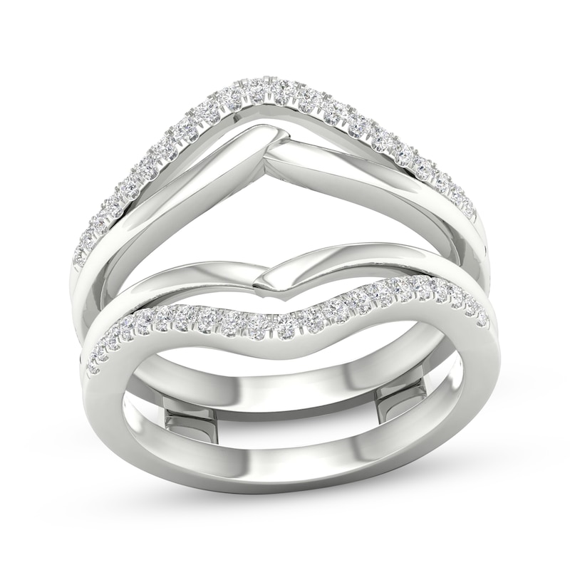 Main Image 1 of Now + Forever Round-Cut Diamond Double Chevron Enhancer Ring 1/3 ct tw 14K White Gold