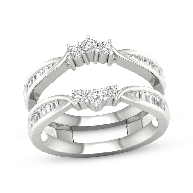 Main Image 1 of Now + Forever Baguette & Round-Cut Diamond Enhancer Ring 1/2 ct tw 14K White Gold