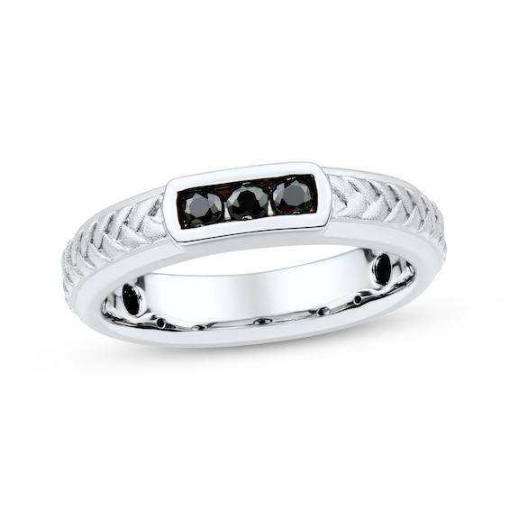 Now + Forever Men’s Round-Cut Black Diamond Anniversary Band 1/4 ct tw 10K White Gold