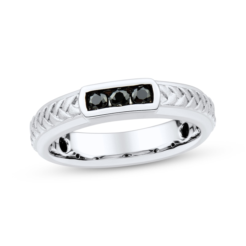 Main Image 1 of Now + Forever Men’s Round-Cut Black Diamond Anniversary Band 1/4 ct tw 10K White Gold
