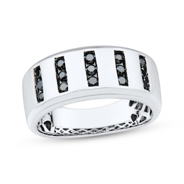 Now + Forever Men’s Round-Cut Black Diamond Anniversary Band 1/2 ct tw 10K White Gold