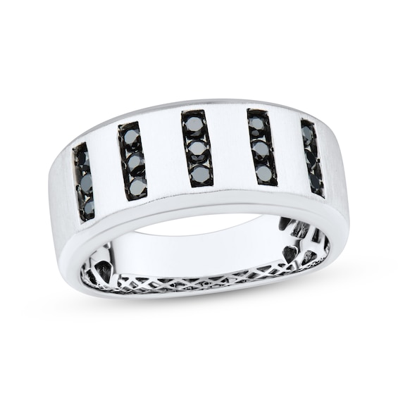 Now + Forever Men’s Round-Cut Black Diamond Anniversary Band 1/2 ct tw 10K White Gold