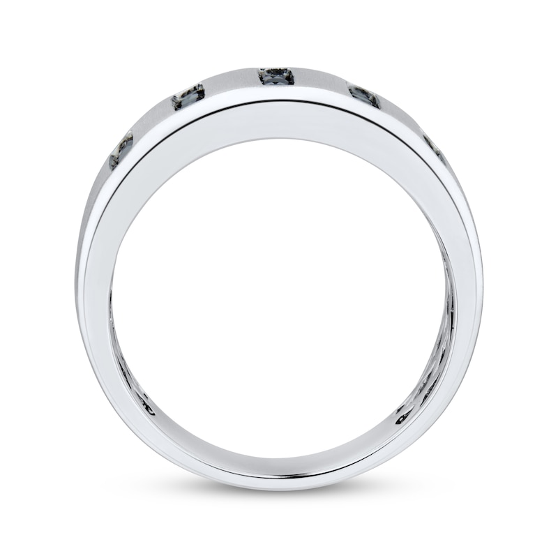 Main Image 2 of Now + Forever Men’s Round-Cut Black Diamond Anniversary Band 1/2 ct tw 10K White Gold