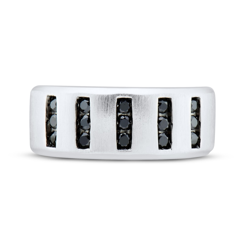 Main Image 3 of Now + Forever Men’s Round-Cut Black Diamond Anniversary Band 1/2 ct tw 10K White Gold