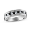 Thumbnail Image 1 of Now + Forever Men’s Round-Cut Black & White Diamond Wedding Band 5/8 ct tw 10K White Gold