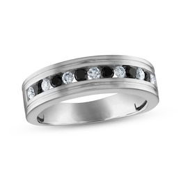 Now + Forever Men’s Round-Cut Black & White Diamond Wedding Band 5/8 ct tw 10K White Gold