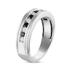 Thumbnail Image 2 of Now + Forever Men’s Round-Cut Black & White Diamond Wedding Band 5/8 ct tw 10K White Gold