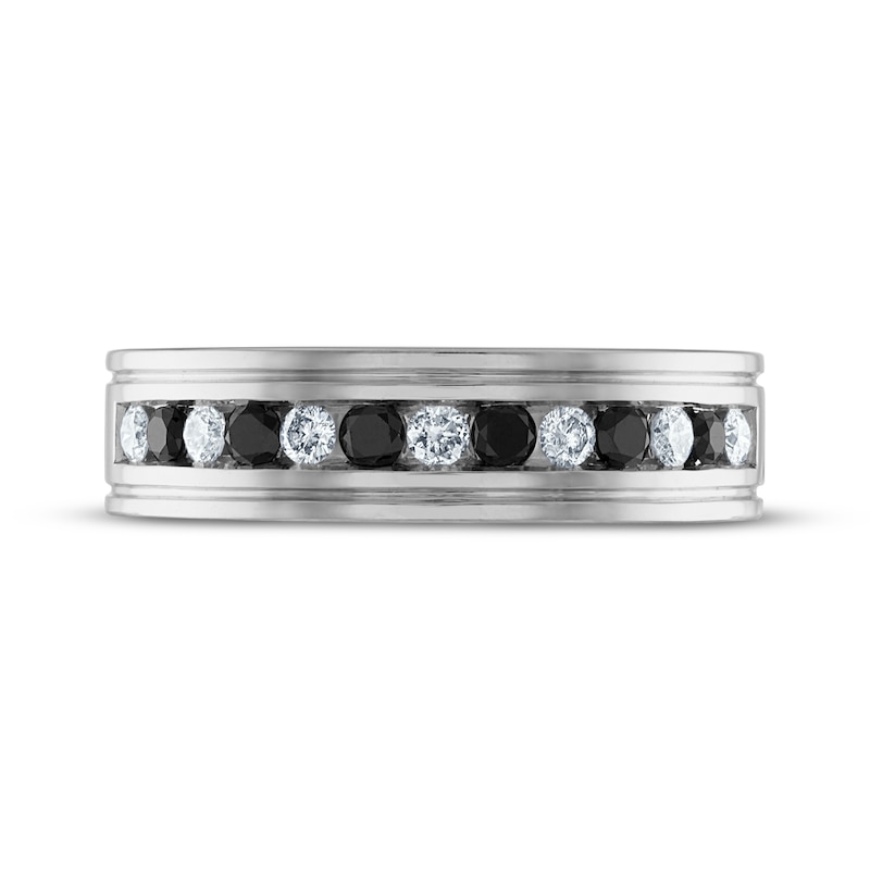 Main Image 3 of Now + Forever Men’s Round-Cut Black & White Diamond Wedding Band 5/8 ct tw 10K White Gold