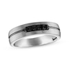 Thumbnail Image 1 of Now + Forever Men’s Round-Cut Black Diamond Wedding Band 1/6 ct tw 10K White Gold