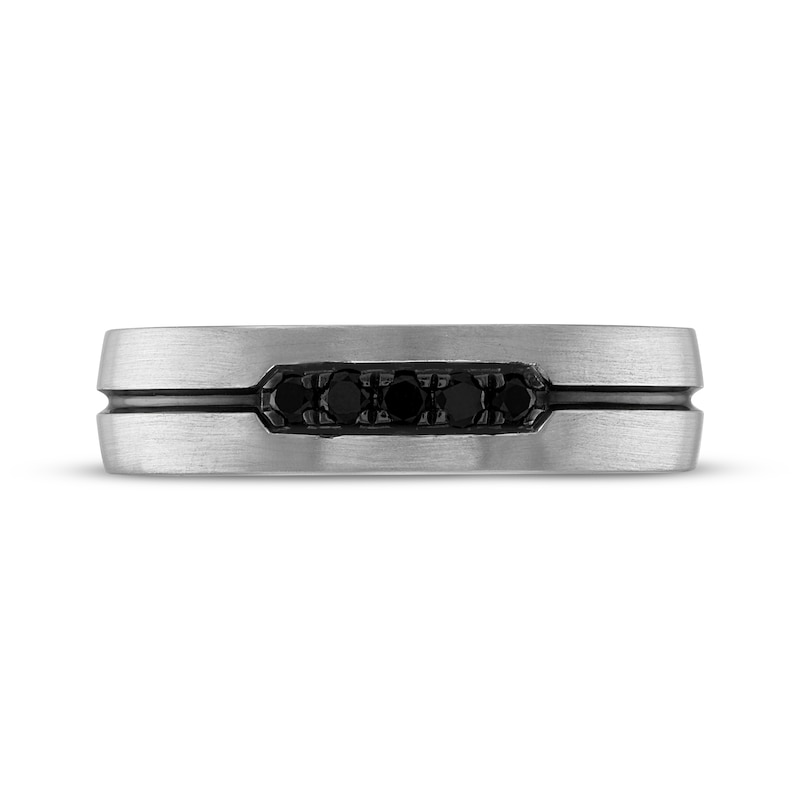 Main Image 3 of Now + Forever Men’s Round-Cut Black Diamond Wedding Band 1/6 ct tw 10K White Gold