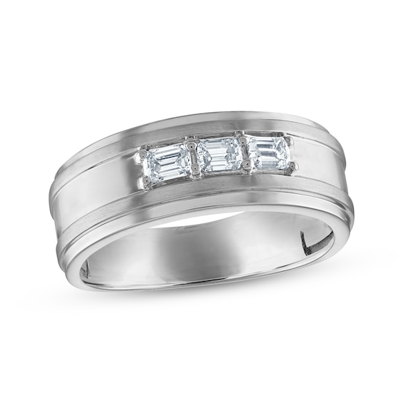 Men’s Emerald-Cut Diamond Wedding Band 1/2 ct tw 10K White Gold