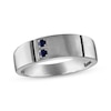 Thumbnail Image 1 of Now + Forever Men’s Blue Sapphire Wedding Band 10K White Gold