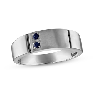 Now + Forever Men’s Blue Sapphire Wedding Band 10K White Gold