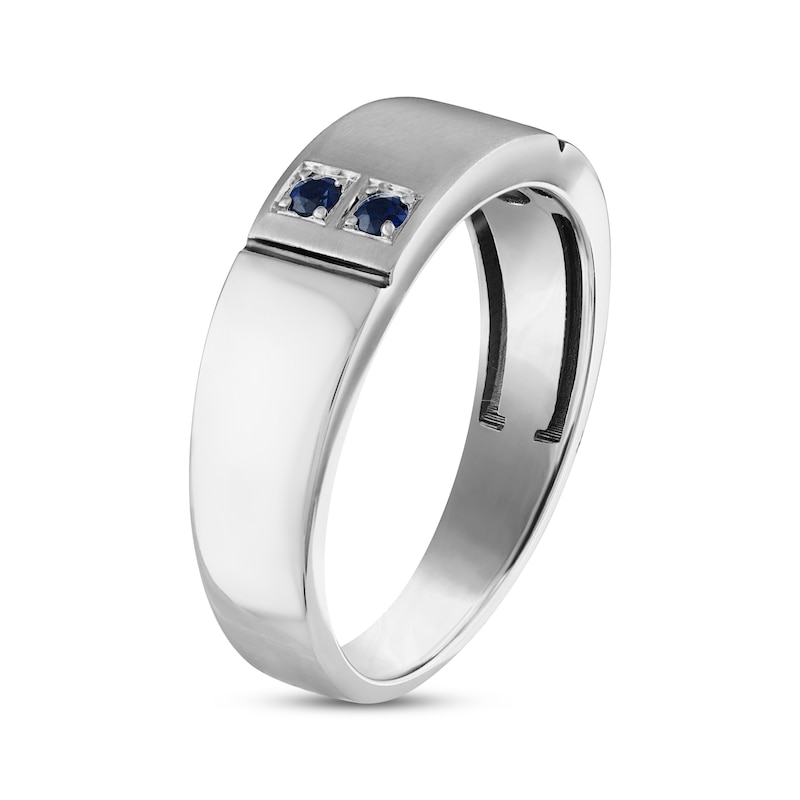 Main Image 2 of Now + Forever Men’s Blue Sapphire Wedding Band 10K White Gold