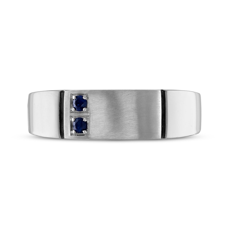 Main Image 3 of Now + Forever Men’s Blue Sapphire Wedding Band 10K White Gold