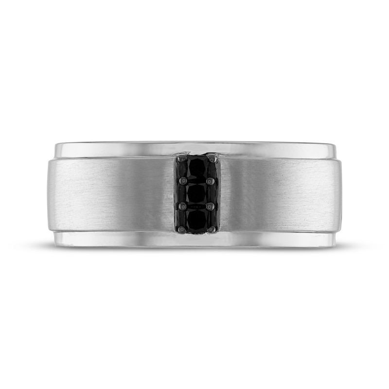 Main Image 3 of Now + Forever Men’s Round-Cut Black Diamond Wedding Band 1/6 ct tw 10K White Gold