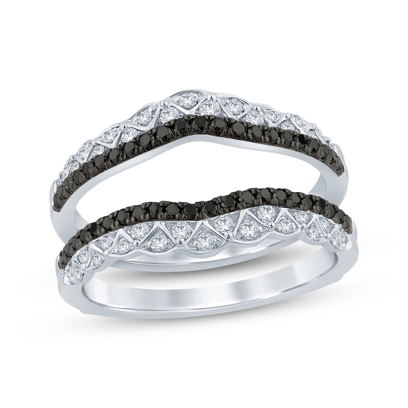 Main Image 1 of Now + Forever Round-Cut Black & White Diamond Enhancer Ring 5/8 ct tw 14K White Gold