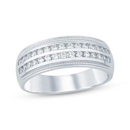 Now + Forever Men’s Round-Cut Diamond Wedding Band 1/2 ct tw 10K White Gold