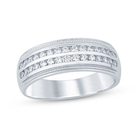 Now + Forever Men’s Round-Cut Diamond Wedding Band 1/2 ct tw 10K White Gold