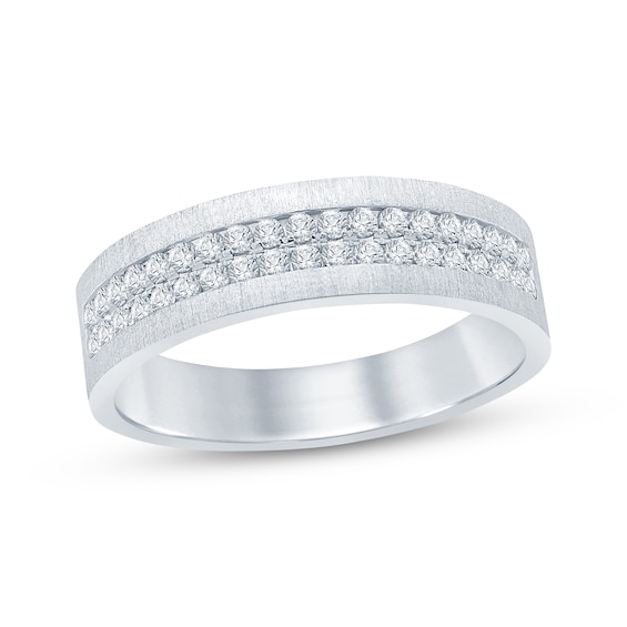 Now + Forever Men’s Round-Cut Diamond Wedding Band 1/2 ct tw 10K White Gold