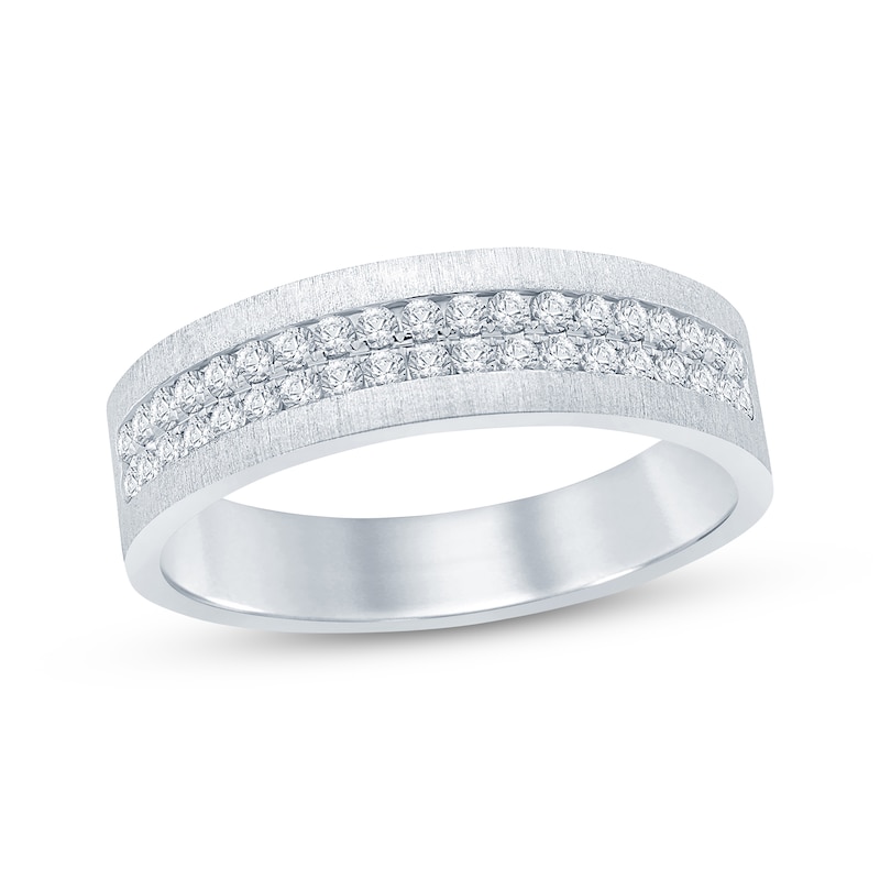 Main Image 1 of Now + Forever Men’s Round-Cut Diamond Wedding Band 1/2 ct tw 10K White Gold