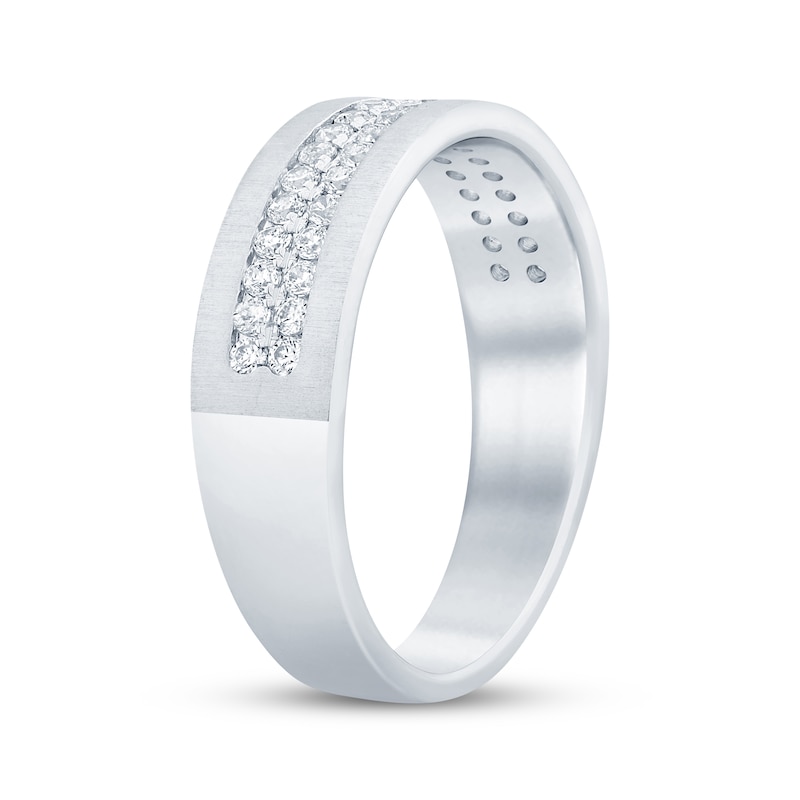 Main Image 2 of Now + Forever Men’s Round-Cut Diamond Wedding Band 1/2 ct tw 10K White Gold