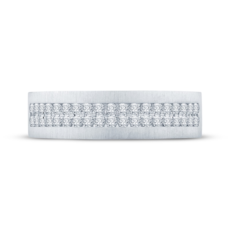Main Image 3 of Now + Forever Men’s Round-Cut Diamond Wedding Band 1/2 ct tw 10K White Gold