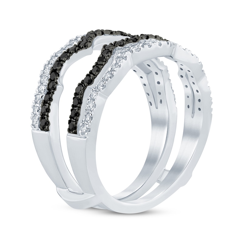 Main Image 2 of Now + Forever Round-Cut Black & White Diamond Scalloped Enhancer Ring 3/4 ct tw 14K White Gold