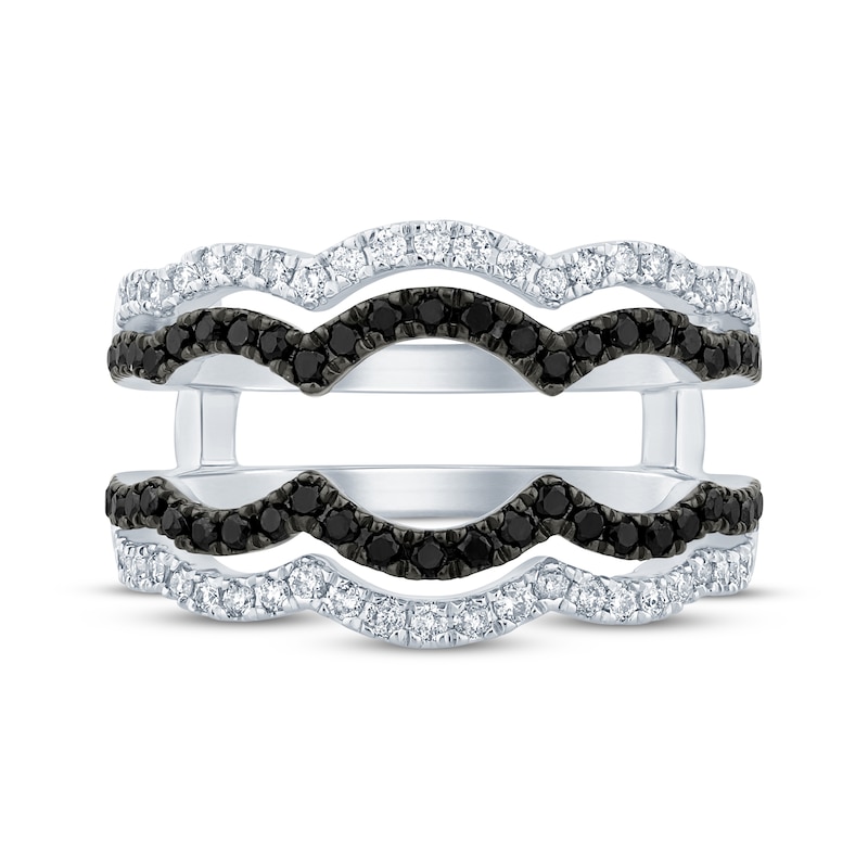 Main Image 3 of Now + Forever Round-Cut Black & White Diamond Scalloped Enhancer Ring 3/4 ct tw 14K White Gold
