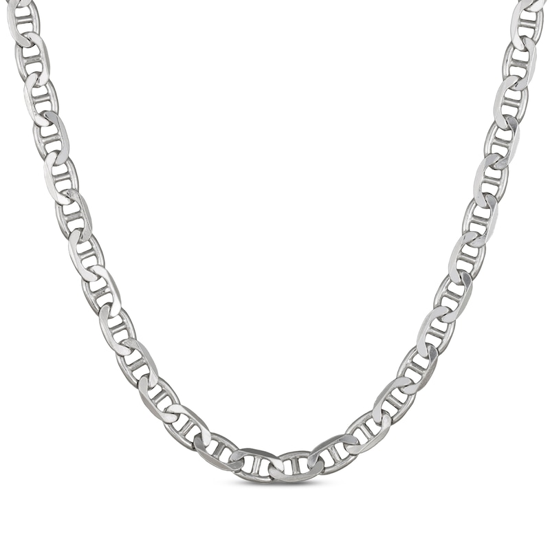 Main Image 1 of Diamond-Cut Mariner Chain Necklace 8mm Solid Sterling Silver 22&quot;