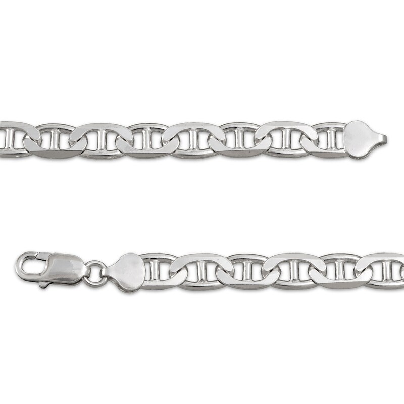 Main Image 3 of Diamond-Cut Mariner Chain Necklace 8mm Solid Sterling Silver 22&quot;