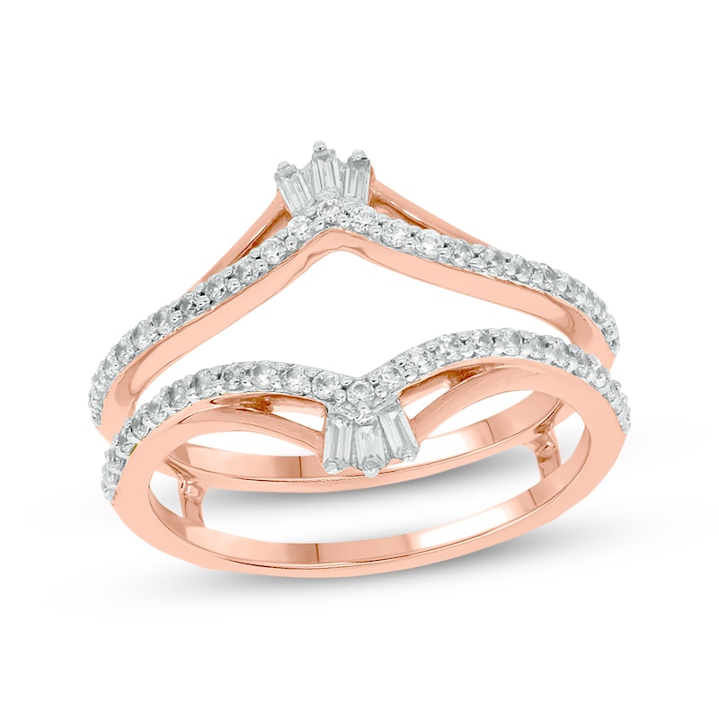 Main Image 1 of Now + Forever Baguette & Round-Cut Diamond Enhancer Ring 1/2 ct tw 14K Rose Gold