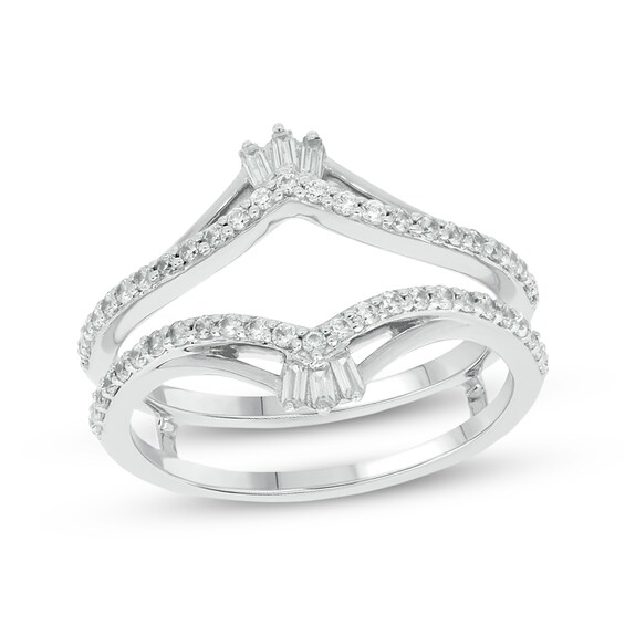 Baguette & Round-Cut Diamond Enhancer Ring 1/2 ct tw 14K White Gold