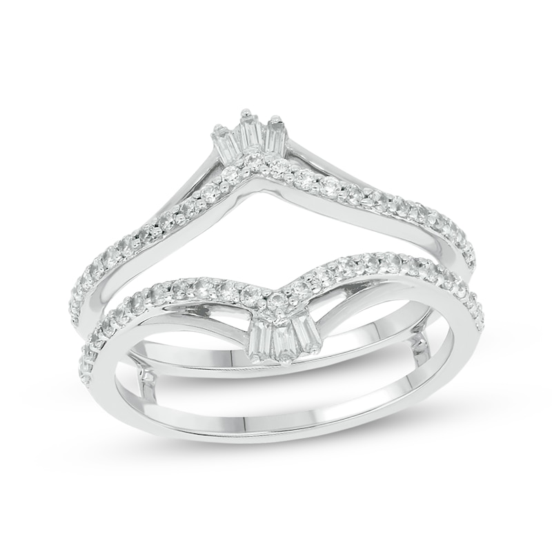 Main Image 1 of Now + Forever Baguette & Round-Cut Diamond Enhancer Ring 1/2 ct tw 14K White Gold