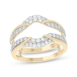 Now + Forever Round-Cut Diamond Double-Row Enhancer Ring 3/4 ct tw 14K Yellow Gold