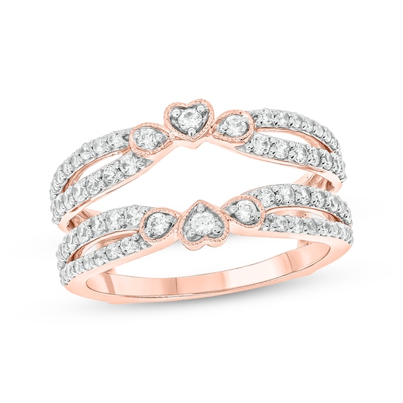 Now + Forever Vintage-Style Round-Cut Diamond Double-Row Enhancer Ring 3/4 ct tw 14K Rose Gold