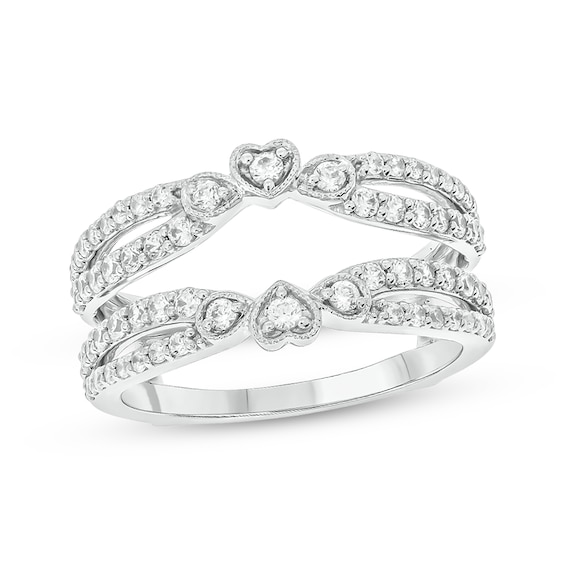 Now + Forever Vintage-Style Round-Cut Diamond Double-Row Enhancer Ring 3/4 ct tw 14K White Gold