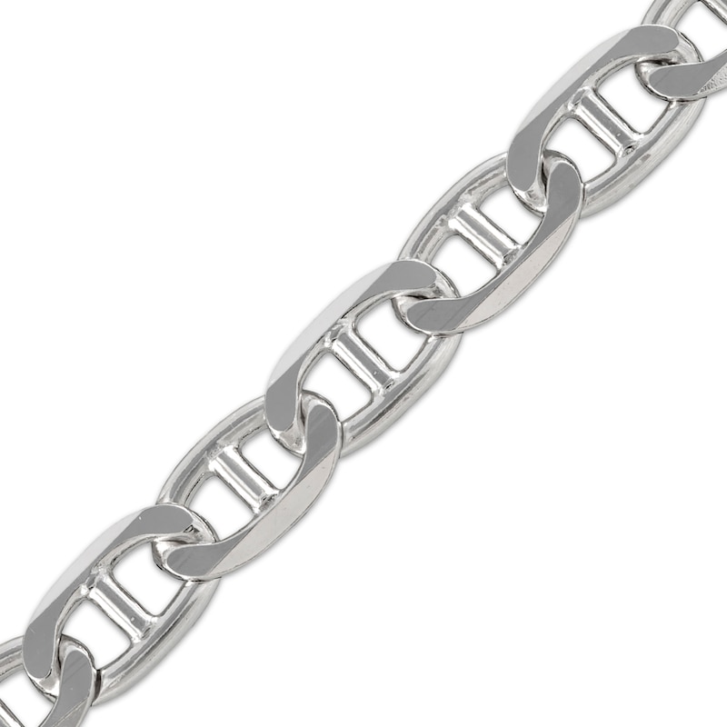 Diamond-Cut Solid Mariner Chain Bracelet 9.8mm Sterling Silver 8.5"